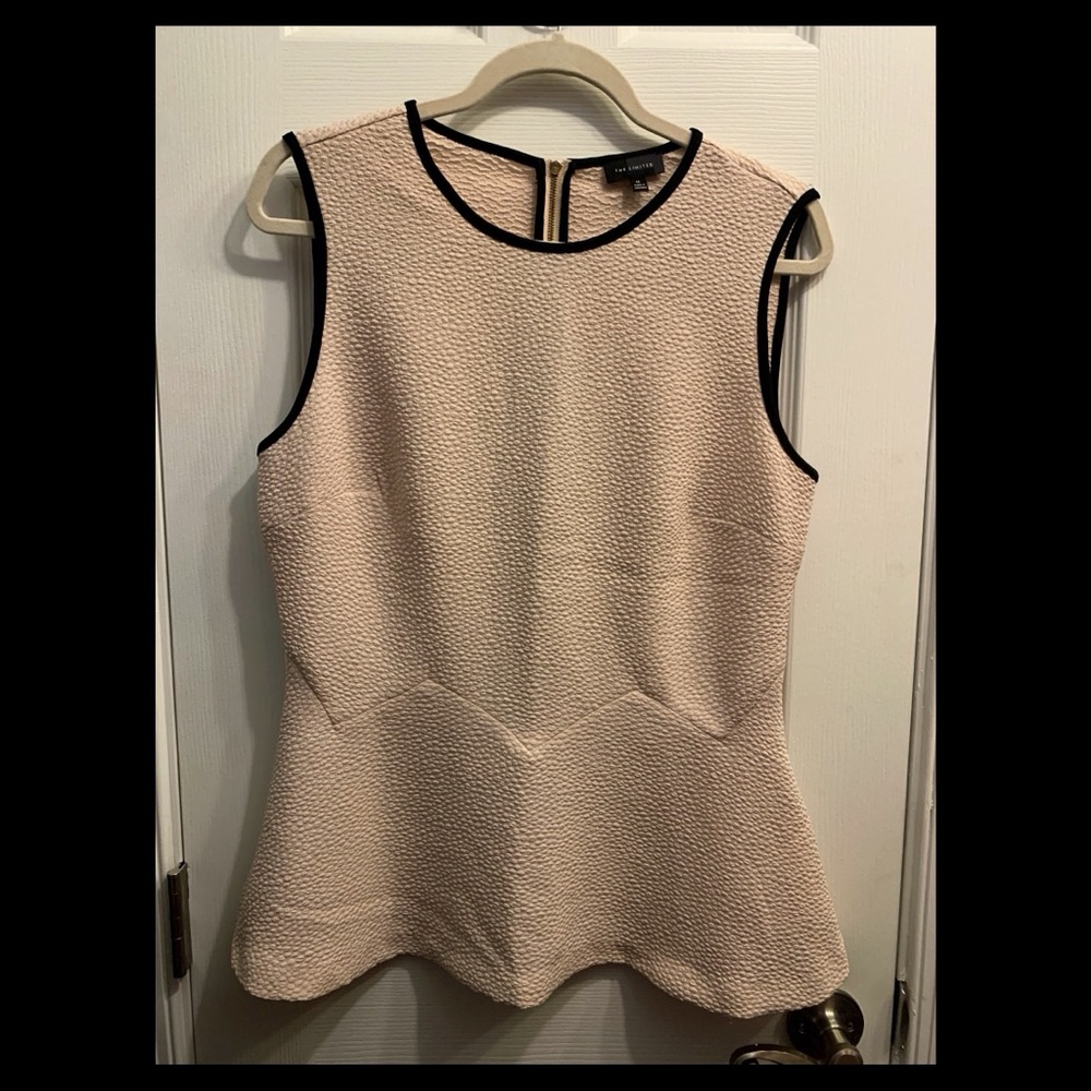 The Limited Beige/Tan and Black Textured Peplum Top/Blouse (medium)